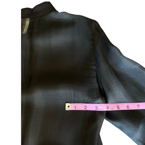 NOT FOR SALE 💔MICHELLE MASON Sheer Silk Organza Mesh Bomber Zip-Up Jacket Black - Picture 12 of 15